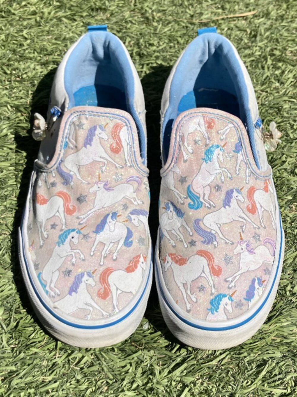 Vans - Customized 'Sparkling Unicorns' slip-ons